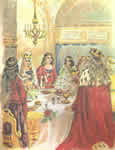 Царь и гости поздравляли и царевича и царевну 
